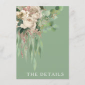 グリーンモダンフローラバラ結婚ズ エンクロージャーカード (正面)