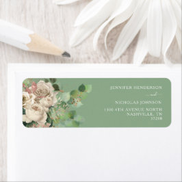 グリーンモダンフローラバラ結婚差出人住所 ラベル