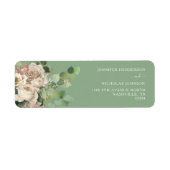 グリーンモダンフローラバラ結婚差出人住所 ラベル (正面)