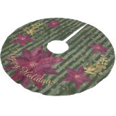 グリーンモダンフローラポインセチア個人メッセージ ブラッシュドポリエステルツリースカート (アングル)