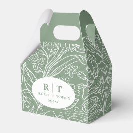 グリーンモダンフローラモノグラムサンキュー結婚ズ フェイバーボックス