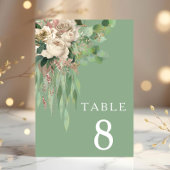 グリーンモダンフローラ結婚ズ テーブルナンバー