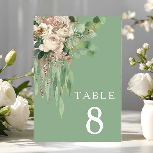 グリーンモダンフローラ結婚ズ テーブルナンバー