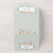 グリーンモダンフローラ金ゴールド結婚 オールインワン招待状 (外側)