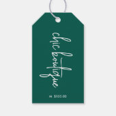 グリーンモダンブティック衣料品価格つるラベルロゴ ギフトタグ (正面)