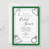 グリーンモダンブライダルシャワー 招待状 (正面)