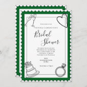 グリーンモダンブライダルシャワー 招待状 (正面/裏面)