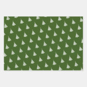 グリーンモダンブラッククリスマスツリーパターンホリデー ラッピングペーパーシート (正面3)