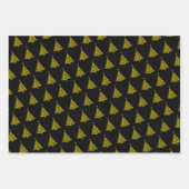 グリーンモダンブラッククリスマスツリーパターンホリデー ラッピングペーパーシート (正面)