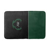 グリーンモダンブラックディアー〔雄ジカの〕枝角モノグラム バスマット (正面)