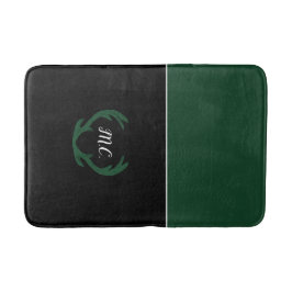 グリーンモダンブラックディアー〔雄ジカの〕枝角モノグラム バスマット