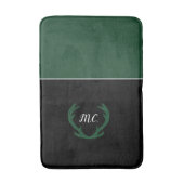 グリーンモダンブラックディアー〔雄ジカの〕枝角モノグラム バスマット (正面縦)