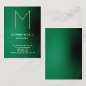 グリーンモダンブラック・モノグラム・ビジネス・カード 名刺 (正面/裏面)