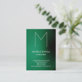 グリーンモダンブラック・モノグラム・ビジネス・カード 名刺 (スタンド正面)