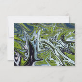 グリーンモダンブルーアーストーン抽象芸術アー結婚ト 出欠カード (裏面)