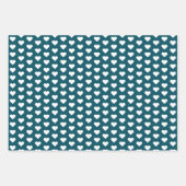 グリーンモダンブルーハートパターンクリスマスホリデー ラッピングペーパーシート (正面3)