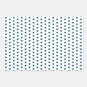 グリーンモダンブルーハートパターンクリスマスホリデー ラッピングペーパーシート (正面)