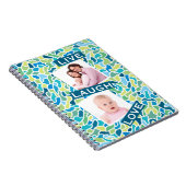 グリーンモダンブルーモザイクカスタム引用文 ノートブック (右側)