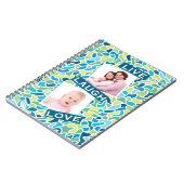 グリーンモダンブルーモザイクカスタム引用文 ノートブック (左側)