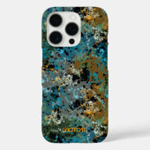 グリーンモダンブルー迷彩柄アーミー男らし名前をカスタムする Case-Mate iPhoneケース (裏面)