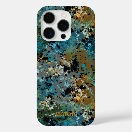 グリーンモダンブルー迷彩柄アーミー男らし名前をカスタムする Case-Mate iPhoneケース (裏面)