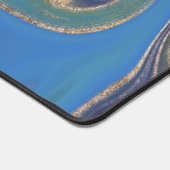 グリーンモダンブルー&金ゴールド大理石スワールモノグラム デスクマット (コーナー)