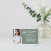 グリーンモダンプロフェッショナルQRコード写真ロゴ 名刺 (スタンド正面)