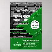 グリーンモダンプロモジム写真フィットネス ポスター (正面)