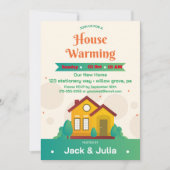 グリーンモダンホワイト引っ越し祝いパーティーパーティの招待状 招待状 (正面)