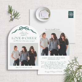 グリーンモダンボウアーチホリ企業のーフォトカード 招待状