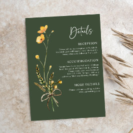 グリーンモダンボタエレガントニカル結婚ボホ エンクロージャーカード