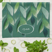 グリーンモダンボヘミアン自然 キッチンタオル (折り畳み)