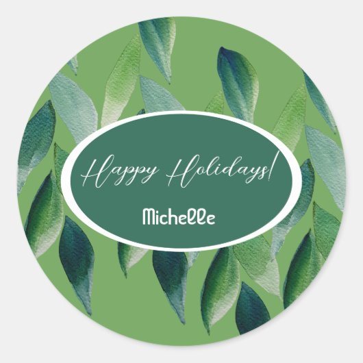 グリーンモダンボヘミアン自然 ラウンドシール (正面)