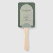 グリーンモダンボホアーチジオメトリック結婚式 プログラム ハンドファン (裏面)