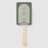 グリーンモダンボホアーチジオメトリック結婚式 プログラム ハンドファン (正面)