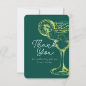 グリーンモダンマルガリタフィエスタバースデーパーティー サンキューカード (正面)