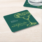 グリーンモダンマルガリタフィエスタバースデーパーティー スクエアペーパーコースター (アングル)