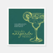 グリーンモダンマルガリタフィエスタバースデーパーティー スタンダードカクテルナプキン (正面)