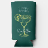 グリーンモダンマルガリタフィエスタバースデーパーティー スリム缶クーラー (正面)
