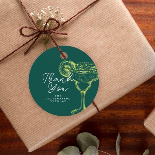グリーンモダンマルガリタフィエスタバースデーパーティー フェイバータグ