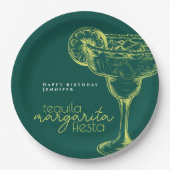 グリーンモダンマルガリタフィエスタバースデーパーティー ペーパープレート (正面)