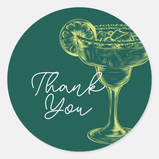 グリーンモダンマルガリタフィエスタバースデーパーティー ラウンドシール (正面)