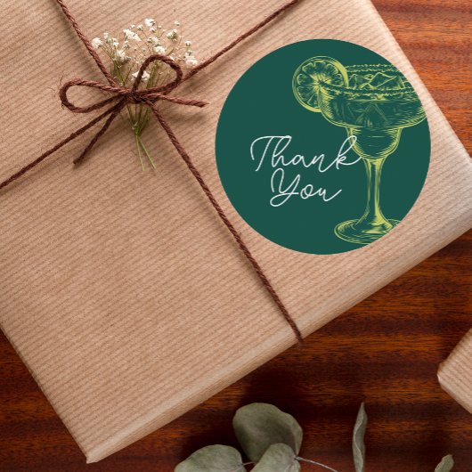 グリーンモダンマルガリタフィエスタバースデーパーティー ラウンドシール