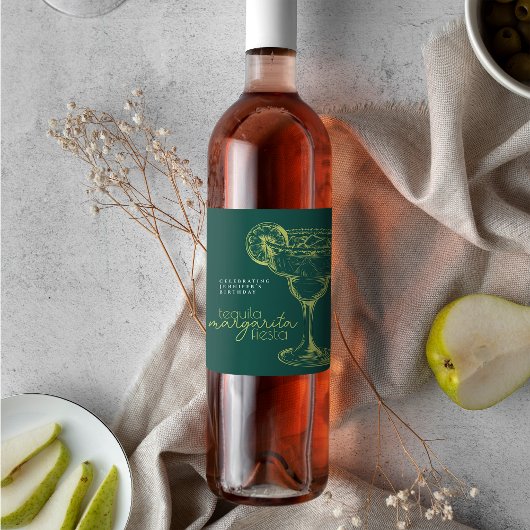 グリーンモダンマルガリタフィエスタバースデーパーティー ワインラベル
