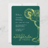 グリーンモダンマルガリタフィエスタバースデーパーティー 招待状 (正面)