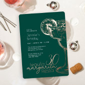 グリーンモダンマルガリタフィエスタ30th誕生日パーティー 箔招待状