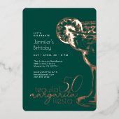 グリーンモダンマルガリタフィエスタ50thバースデーパーティー 箔招待状 (正面)