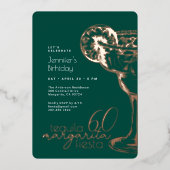 グリーンモダンマルガリタフィエスタ60thバースデーパーティー 箔招待状 (正面)