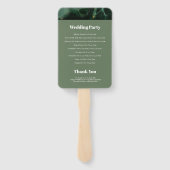 グリーンモダンマーブルモノグラム結婚式 プログラム ハンドファン (裏面)