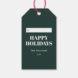 グリーンモダンミニマルのハッピーホリデー ギフトタグ
